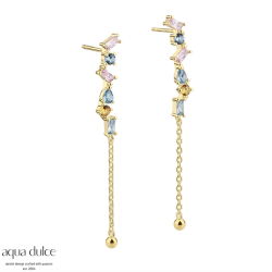 Ørestik med pastelfarvede zirkonia - Pastel Baguette Love - 5289