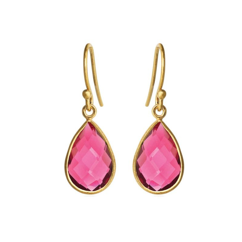 Øreringe med pink krystal - 4055-2-183