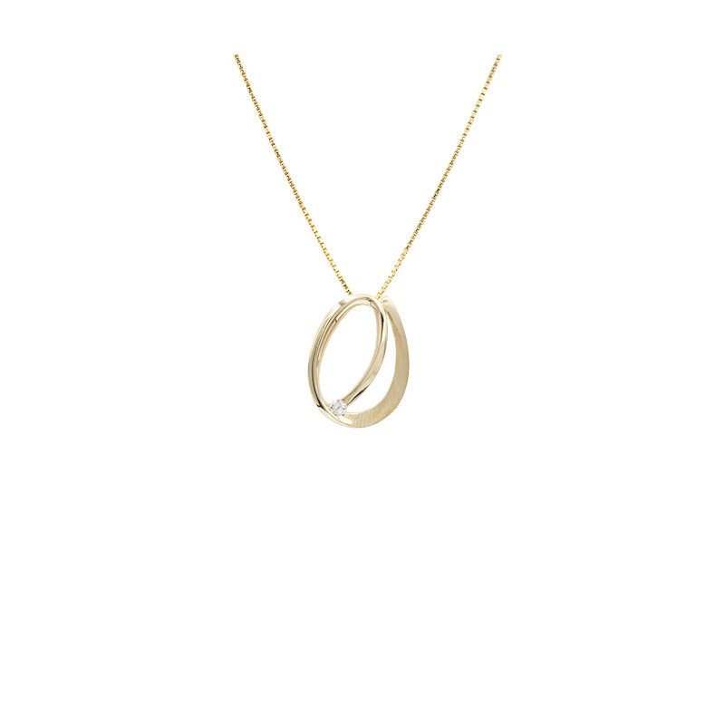 Vedhæng i 8kt guld med zirkonia inkl. forgyldt kæde - 404063