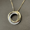 Guld Vedhæng 14 kt med cirkler og brillanter 0,12ct - inkl. kæde i forgyldt sølv - 209655 - 1