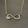 Guld Vedhæng 8 kt - uendelighedstegn med zirkonia - inkl. kæde i forgyldt sølv - 209923 - 1