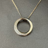 Guld Vedhæng - 14 kt cirkel med brillanter 0,11ct - inkl. kæde i sølv - 209785 - 1
