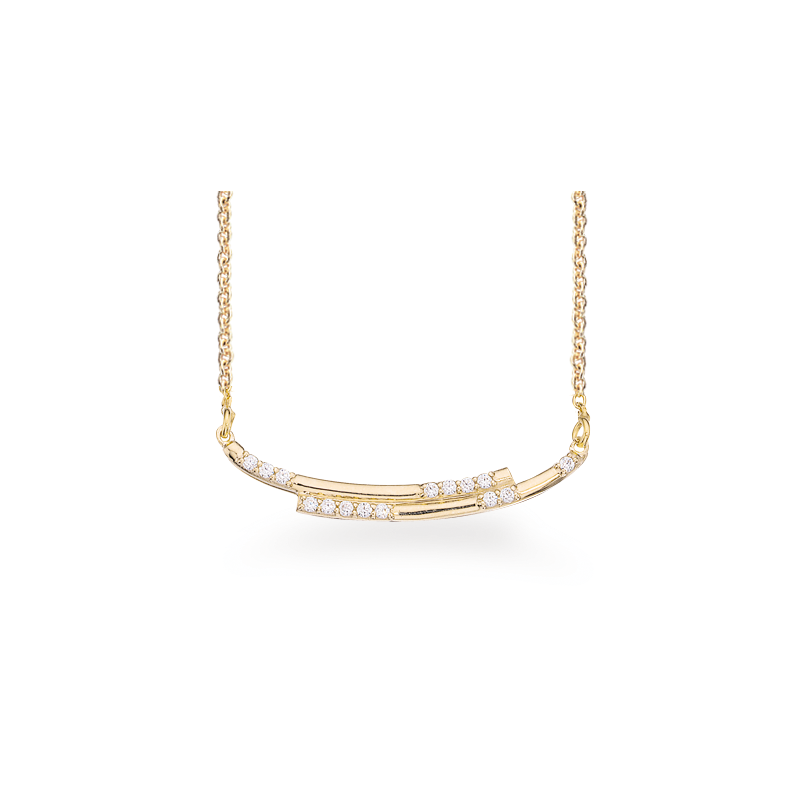 Guld halskæde 8kt - Collier med zirkonia - 33003,42