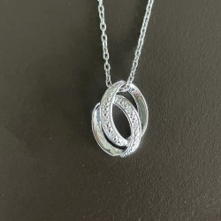 Vedhæng i 14 kt hvidguld - Dobbel cirkler med brillanter 0,020ct incl. sølv kæde - 218 027BR6 - 4