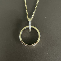 Vedhæng i 14 kt guld - Cirkel med brillanter 0,020ct incl. forgyldt kæde - 218 046BR5 - 2