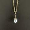 Guld Vedhæng 14 kt med ferskvandsperle inkl. kæde i forgyldt sølv - 76242016 - 1