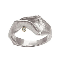 Rhodineret sølv ring med Brillant 0,02ct - Mille NO.6 - 53-3-76BRRH