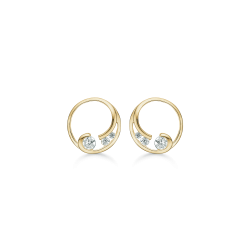 Ørestikker i 8kt. guld - Cirkel med buet pind med zirkionia  - 60237041
