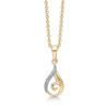 Vedhæng i 14 kt guld - Dråbe med zirkonia incl. forgyldt kæde - 76205046