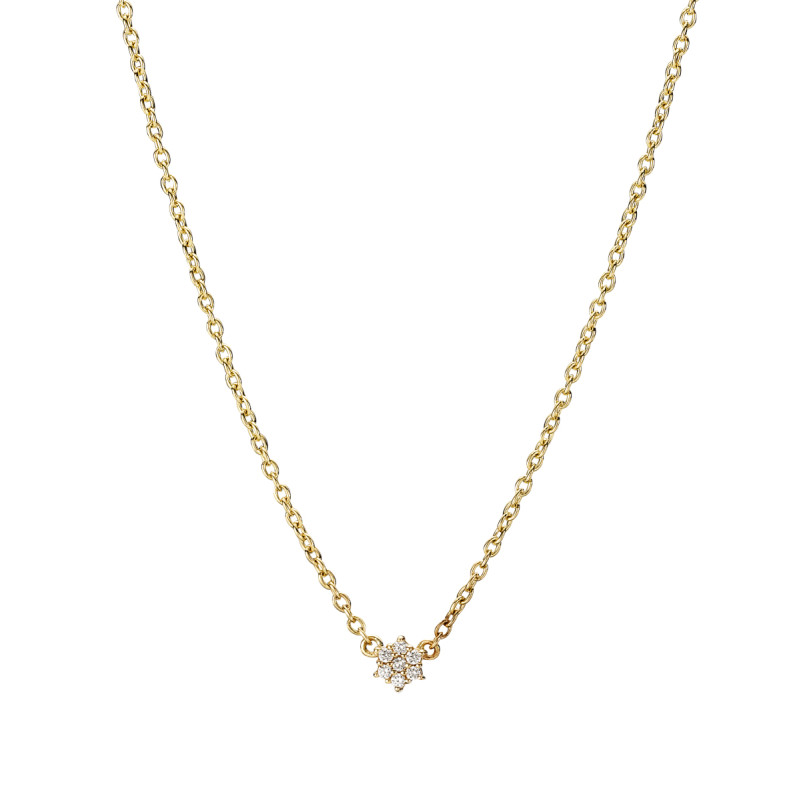 Guld Halskæde 14kt - Roset med diamanter 0,07 ct. - 5021110-0,07