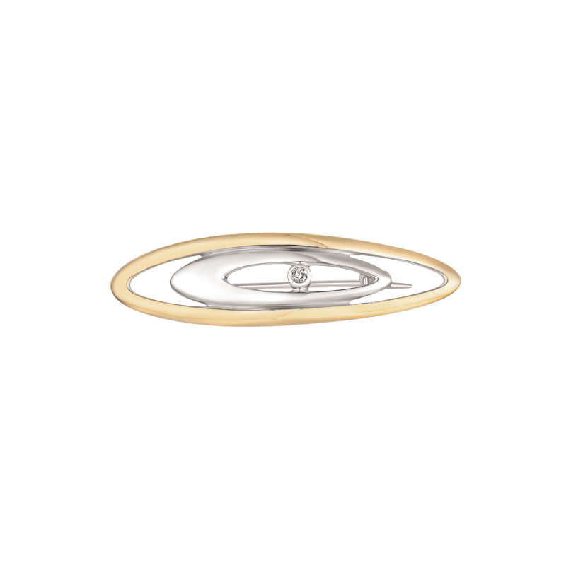 Broche - stor oval i forgyldt sølv og lille i sølv med zirkonia - 17249042 Broche - stor oval i forgyldt sølv og lille i sølv med zirkonia - 17249042
