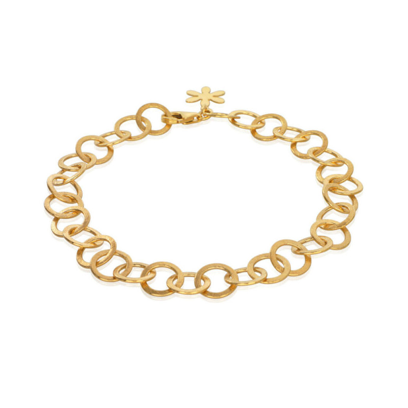 Forgyldt sølv armbånd - Matte ringe 10mm - 1846-2