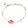 Armbånd i forgyldt sølv med pink krystal - 1574-2-183