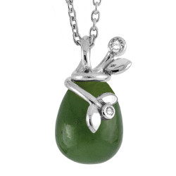 Vedhæng i sølv med grøn Nephrit og zirkonia inkl. kæde - Adorable Lace - 2