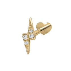Guld Labret-piercing/ørering Lyn med diamanter 0,022ct - 14kt. - 1