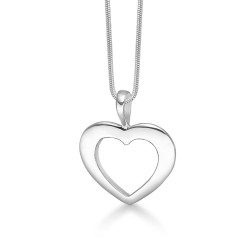 Åben hjerte vedhæng i sølv inkl. sølv kæde - 45cm - 168307