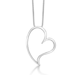 Åben hjerte vedhæng i sølv inkl. sølv kæde - 45cm - 243110K