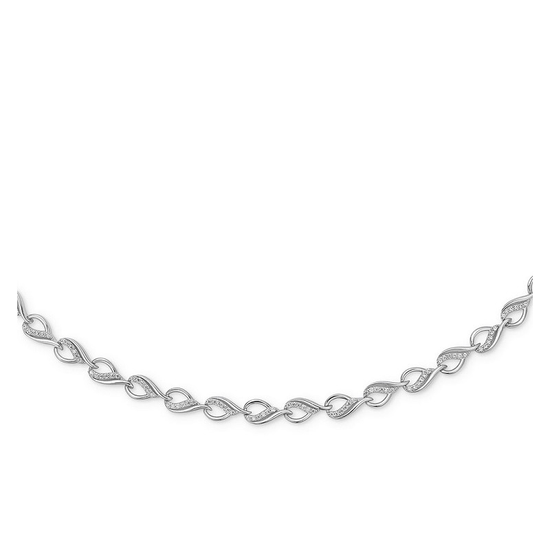 Sølv led armbånd med zirkonia - 18,5cm - 507006