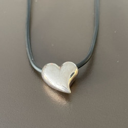 Hjerte vedhæng i sølv inkl. læder halskæde - 50cm - 122907GGS - 1