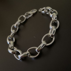 Sølv armbånd med kraftige ovale led - 20cm - 4