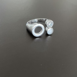 Sølv ring - moderne ring med zirkonia - 500408