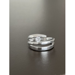 Sølv ring med fine linjer med zirkonia - 500708