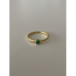 Ring i forgyldt sølv med lille Grøn Agat - 1