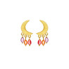 Øreringe i forgyldt sølv - halvmåne med farved perler - 5652-2