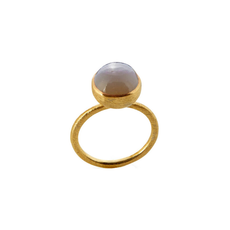 Ring i forgyldt sølv med cabochon - 10 mm