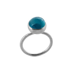 Ring i sølv med London blue krystal - 10 mm