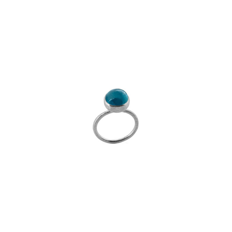 Ring i sølv med London blue krystal - 10 mm