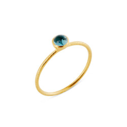Ring i forgyldt sølv med London blue krystal - 4 mm
