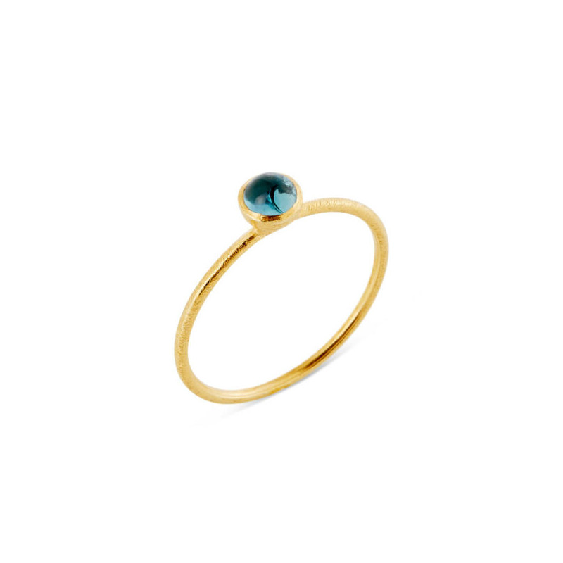 Ring i forgyldt sølv med London blue krystal - 4 mm