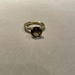 Ring i forgyldt sølv - Hamret med Røg kvarts  - 1630-2-108 - 3