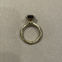 Ring i forgyldt sølv - Hamret med Røg kvarts  - 1630-2-108 - 4