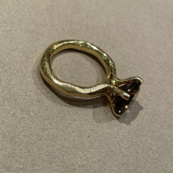 Ring i forgyldt sølv - Hamret med Røg kvarts  - 1630-2-108 - 5