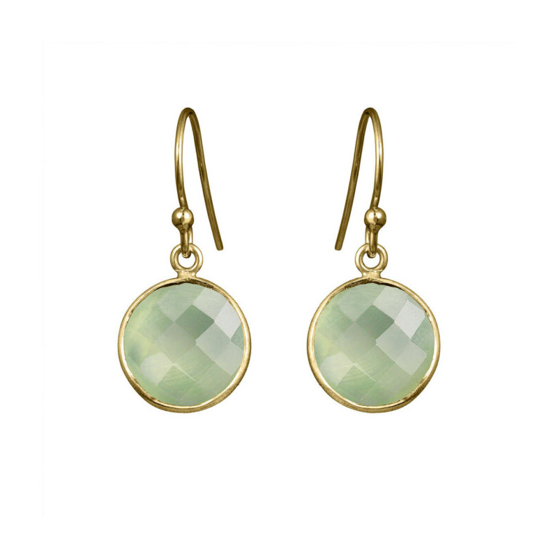 Øreringe i forgyldt sølv med Prehnit - 5147-2-116