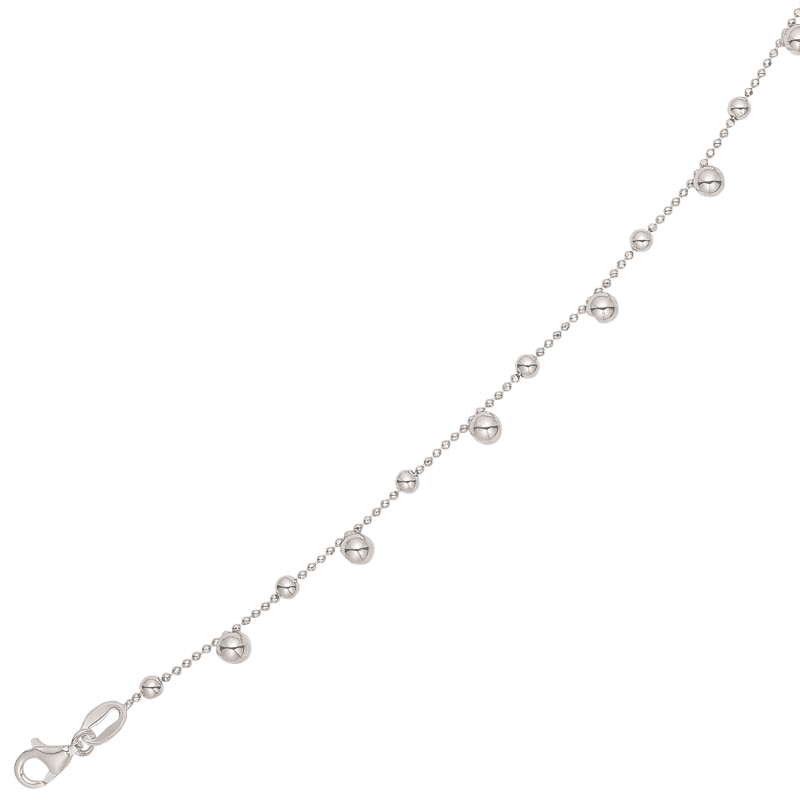 Armbånd i sølv med 7 store og 8 små kugler