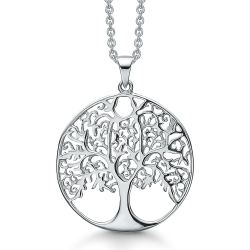 Vedhæng i sølv - stort livets træ Ø25 inkl. kæde i sølv