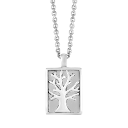 Vedhæng i sølv - kraftig firkantet livets træ 16x21mm inkl. kæde i sølv