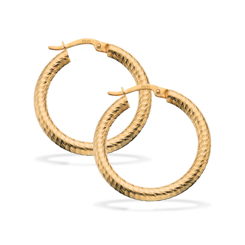 Creoler i forgyldt sølv - facet 25 mm - 151782