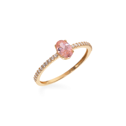 Glow ring 8 kt rødguld med klarpink zirkonia og små hvide zirkonia