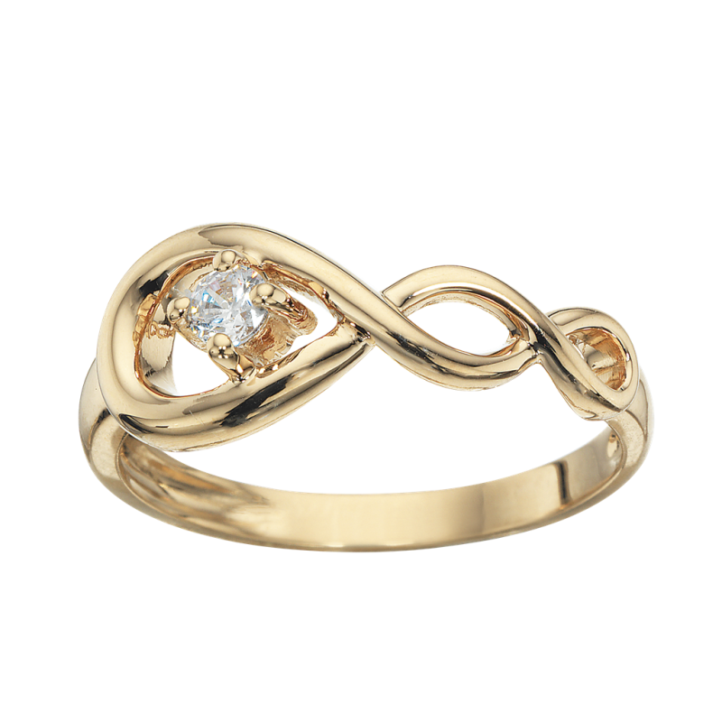 Ring 8 kt rødguld med snoninger og zirkonia