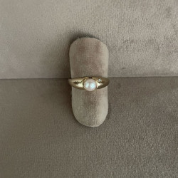 Ring 14 kt rødguld - Banket med Kultuperle 5,5mm og brillant 0,01W/VS 4