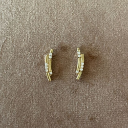 Ørestikker 8 kt. guld - Buede tråde med zirkonia - 1