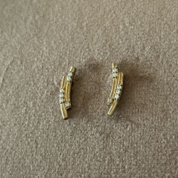 Ørestikker 8 kt. guld - Buede tråde med zirkonia- 3