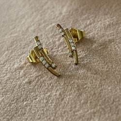 Ørestikker 8 kt. guld - Buede tråde med zirkonia - 5