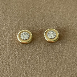 Ørestikker 14 kt. guld - Rund med brillanter 0,17 W/SI 4