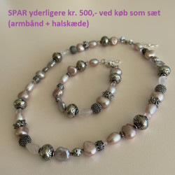 Armbånd med rosa ferskvandsperler og sølvkugler1