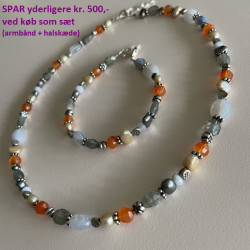 Armbånd med farvede sten ferskvandsperler1